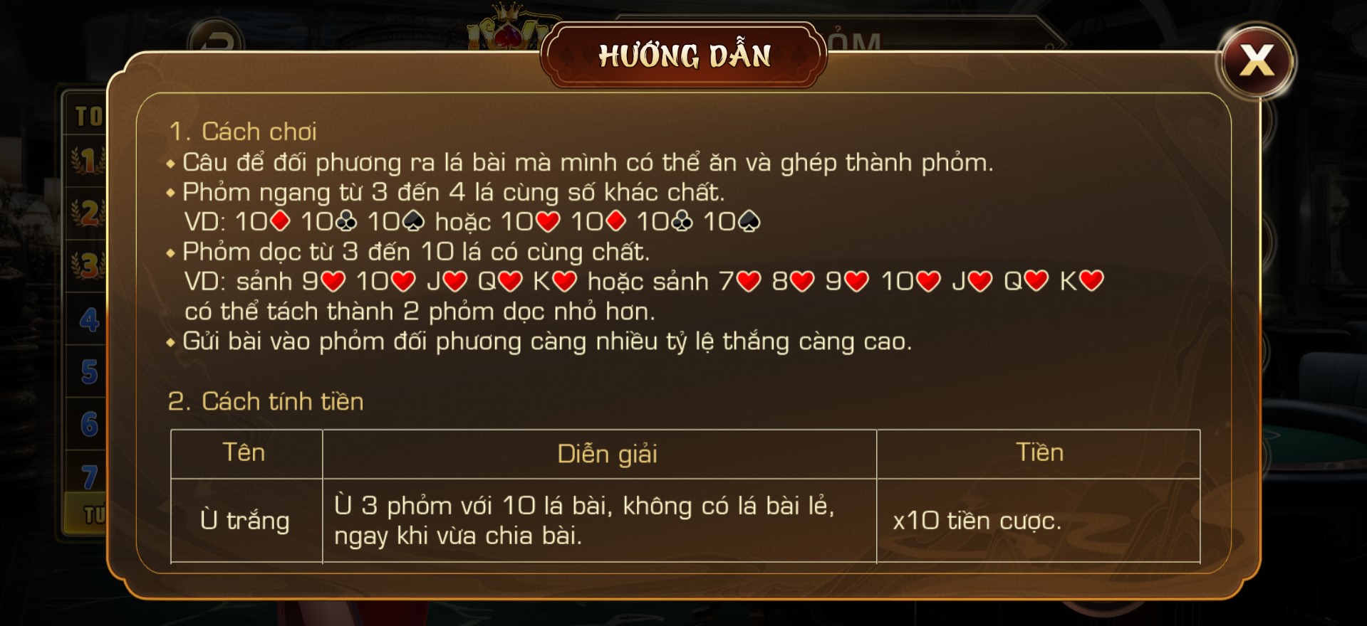 Xếp hạng thắng thua trong game phỏm tại IWIN